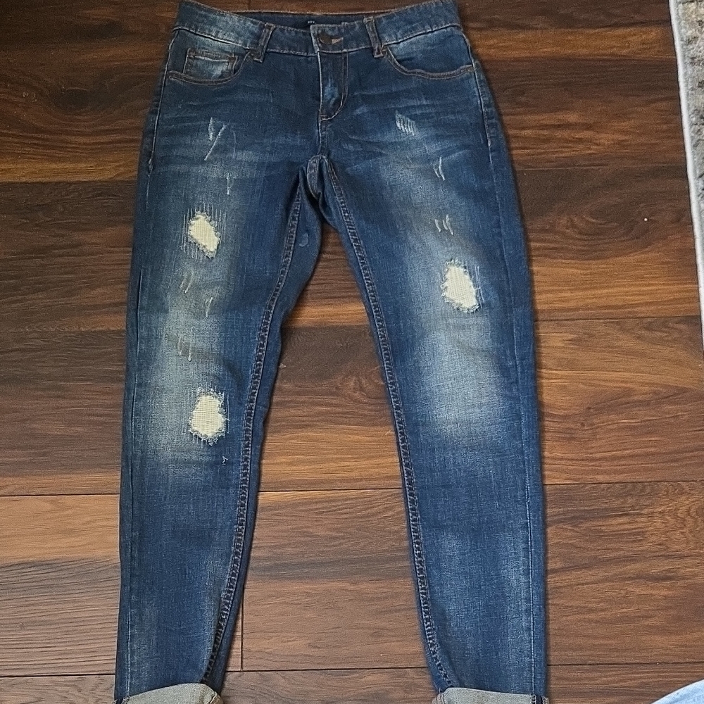 Reserved Blue Boyfriend Jeans Distressed Casual
